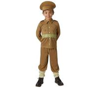 Bristol Novelty Boys WW1 Soldier Costume - Brown - 3-4 Years - Brown