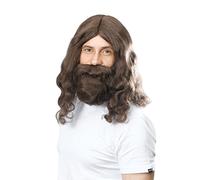 Bristol Novelty BW581 Hippy Jesus Wig and Beard Set, Brown, One Size Halloween Halloween