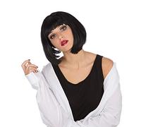 Mia Pulp Wig Ladies Short Black Bob With With Fringe Fancy Dress Bobcut