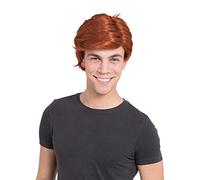 Mens Short Side Parting Wig Ginger Red Popstar Mens Fancy Dress Costume