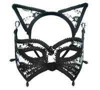 Bristol Novelty Cat Mask with Ears on Headband, PET, Polyester, Plastic Beads, Multi-Colour, One Size Halloween Halloween