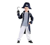 Bristol Novelty CC894 Pirate Captain Costume, White, Medium, Approx Age 5 - 7 Years, Pirate Captain (M) Halloween Halloween