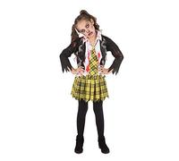 Bristol Novelty CF251L School Zombie Girl Costume, White, Yellow, Black, Large, Age 8-10 Years Old