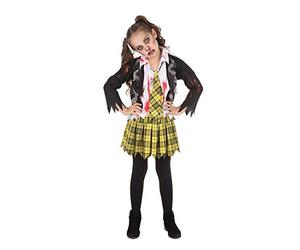 Bristol Novelty CF251L School Zombie Girl Costume, White, Yellow, Black, Large, Age 8-10 Years Old