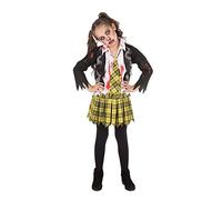 Bristol Novelty CF251XL School Zombie Girl Extra Large Costume, White, Yellow, Black, Age 10-12 Years Old Halloween Halloween