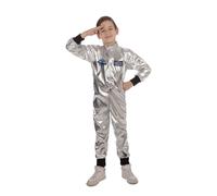 Bristol Novelty Childrens/Kids Astronaut Jumpsuit Costume - Silver/Black/Blue - L - Silver/Black/Blue