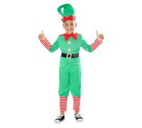 Bristol Novelty Childrens/Kids Elf Costume - Green/Red/White - 7-8 Years - Green/Red/White