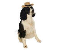 Bristol Novelty Cowboy Hat Dog Costume - Cream/Black - M-L - Cream/Black