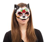Bristol Novelty EM762 Pack of 1 Day of The Dead Kitty Half Mask Glasses Frame, Womens, Multi-Colour, One Size