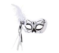 Bristol Novelty EM793 Calavera Side Feather Mask | White | Pack of 1 Eye, Womens, Multi-Colour, One Size
