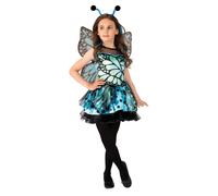 Bristol Novelty Girls Butterfly LED Light Costume - Blue/Black - 3-4 Years - Blue/Black