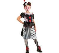 Bristol Novelty Girls Clown Costume - Black/White/Red - 7-8 Years - Black/White/Red