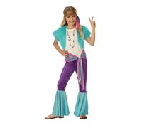 Bristol Novelty Girls Hippy Costume - White/Sky Blue/Purple - M - White/Sky Blue/Purple