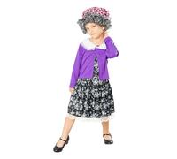Bristol Novelty Girls Little Old Lady Costume (2-3 Years) (Purple/Black/White)