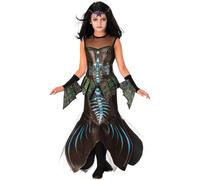 Bristol Novelty Girls Mermaid Halloween Costume - Black/Blue - 5-6 Years - Black/Blue