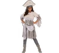 Bristol Novelty Girls Pirate Ghost Halloween Costume - Grey - 7-8 Years - Grey