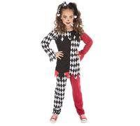 Bristol Novelty Girls Terrorquin Clown Costume - Black/White/Red - L - Black/White/Red