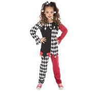 Bristol Novelty Girls Terrorquin Clown Costume - Black/White/Red - S - Black/White/Red