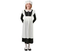 Bristol Novelty Girls Victorian Maid Costume - Black/White - 9-10 Years - Black/White
