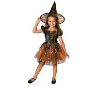 Bristol Novelty Girls Witch Costume - Black/Gold - 5-6 Years - Black/Gold