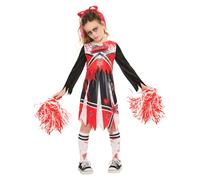 Bristol Novelty Girls Zombie Cheerleader Costume - Black/Red/White - 7-8 Years - Black/Red/White