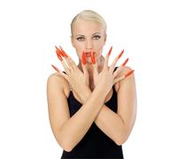 Bristol Novelty Horror Sculptured Fake Fingernails (Pack of 10) - Red - One Size - Red