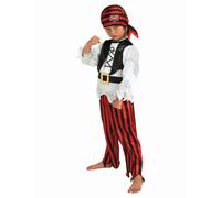 Bristol Novelty Kids Pirate Costume - White/Black/Red - L - White/Black/Red