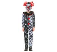 Bristol Novelty Kids Sinister Clown Monochrome Costume - Black/White/Red - 9-10 Years - Black/White/Red
