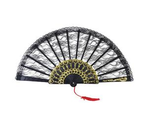 Bristol Novelty Lace Fan - Black - Black - One Size