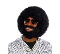 Bristol Novelty Mens Afro Wig And Facial Hair / One Size Black BN207