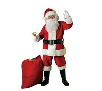 Bristol Novelty Mens Deluxe Santa Claus Velvet Costume - Red/White - Red/White - One Size