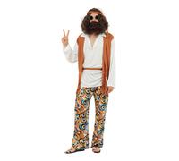 Bristol Novelty Mens Hippie Costume - Multicoloured - Multicoloured - 50in chest