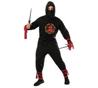 Bristol Novelty Mens Ninja Costume - Black/Red - Black/Red - XL