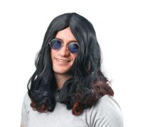 Bristol Novelty Mens Rocker Wig - Black/Red - Black/Red - One Size