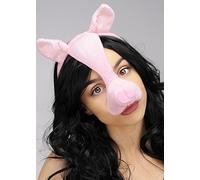 Bristol Novelty Pink Pig Mask On Headband with Ears