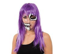 Bristol Novelty PM134 Skeleton Half Face Print | Transparent | Pack of 1 1/2 Mask, Unisex-Adult, Clear/Black/White, One Size