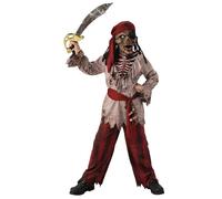 Bristol Novelty Red & Brown Zombie Pirate Costume for Kids - (5-6 years) 1 Set - Ideal for Imaginative Play & Halloween Dress-Up