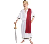 Roman Emperor Costume Greek Toga Robe Book Day Kids Fancy Dress Outfit