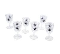 Bristol Novelty Spiderweb Goblets (Pack Of 6) Clear/black (One Size)