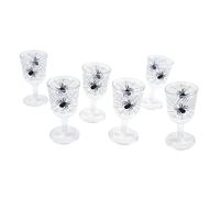 Bristol Novelty Spiderweb Goblets (Pack Of 6) Clear/black (One Size)