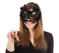 Black Transparent Cat Mask On Headband Maquerade Ball Fancy Dress Accessory