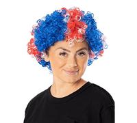 Bristol Novelty BW973 Bristol Union Jack Curly Wig pop, Men, red White Blue