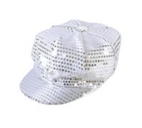 Bristol Novelty Unisex Adults 70s Sequin Cap - Silver - One Size - Silver