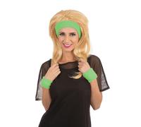 Bristol Novelty Unisex Adults 80s Headband Wristband Set - Green - Green - One Size