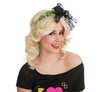 Bristol Novelty Unisex Adults 80s Lace Headband - Yellow - Yellow - One Size