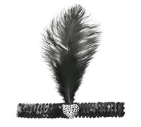 Bristol Novelty Unisex Adults Crystal Heart Flapper Headband - Black/Silver - One Size - Black/Silver