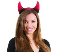 Bristol Novelty Unisex Adults Devil Horns Halloween Headband - Red/Black - Red/Black - One Size