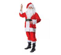 Bristol Novelty Unisex Adults Fur Complete Christmas Santa Costume - Red/White - One Size - Red/White