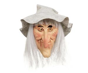 Bristol Novelty Unisex Adults Halloween Witch Latex Head Mask With Hair And Hat - Grey/Beige/White - One Size - Grey/Beige/White