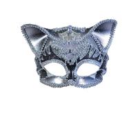 Bristol Novelty Unisex Adults Jewelled Cat Mask - Silver - Silver - One Size